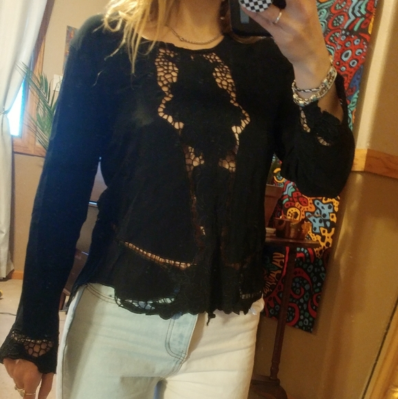 Black boho shirt - Picture 1 of 3